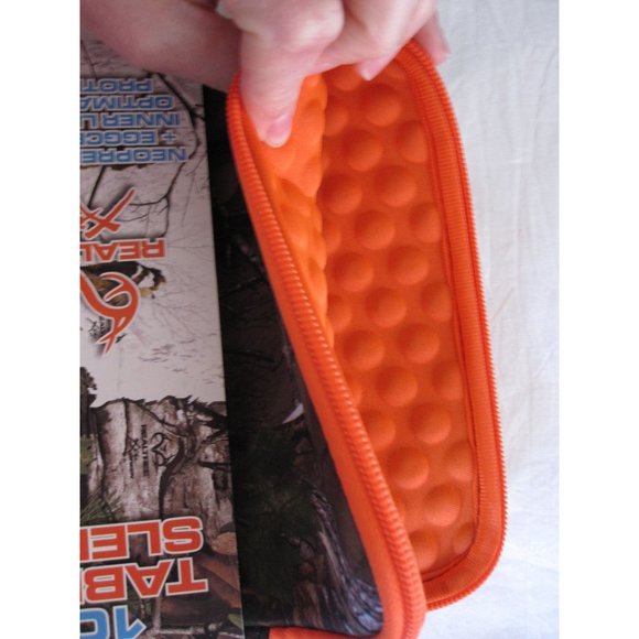 NEW 10" Tablet iPad Sleeve RealTree xtra Camo Neoprene Eggshell Hunter Orange! - Picture 3 of 3